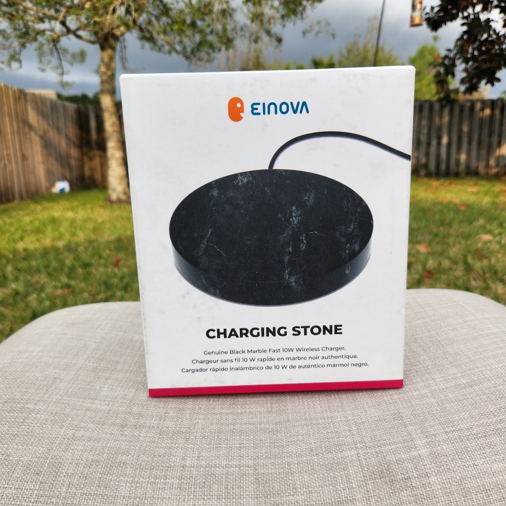 Fast Wireless Phone Charging Stone Marble 10W Charge Black EINOVA apple stone